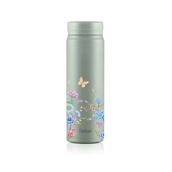 RELAX BLOOM COLLECTION 500ML FACILE STAINLESS STEEL THERMAL FLASK - SAGE