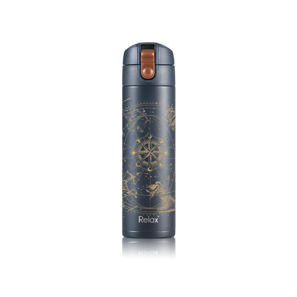 RELAX STARRY NIGHT COLLECTION 450ML LISSE STAINLESS STEEL THERMAL FLASK - NAVY