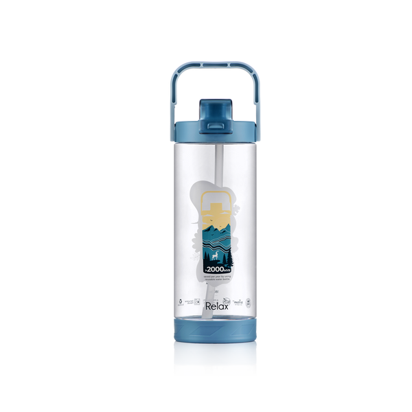 1800ML RELAX TRITAN WATER BOTTLE WITH STRAW- D7218 BLUE